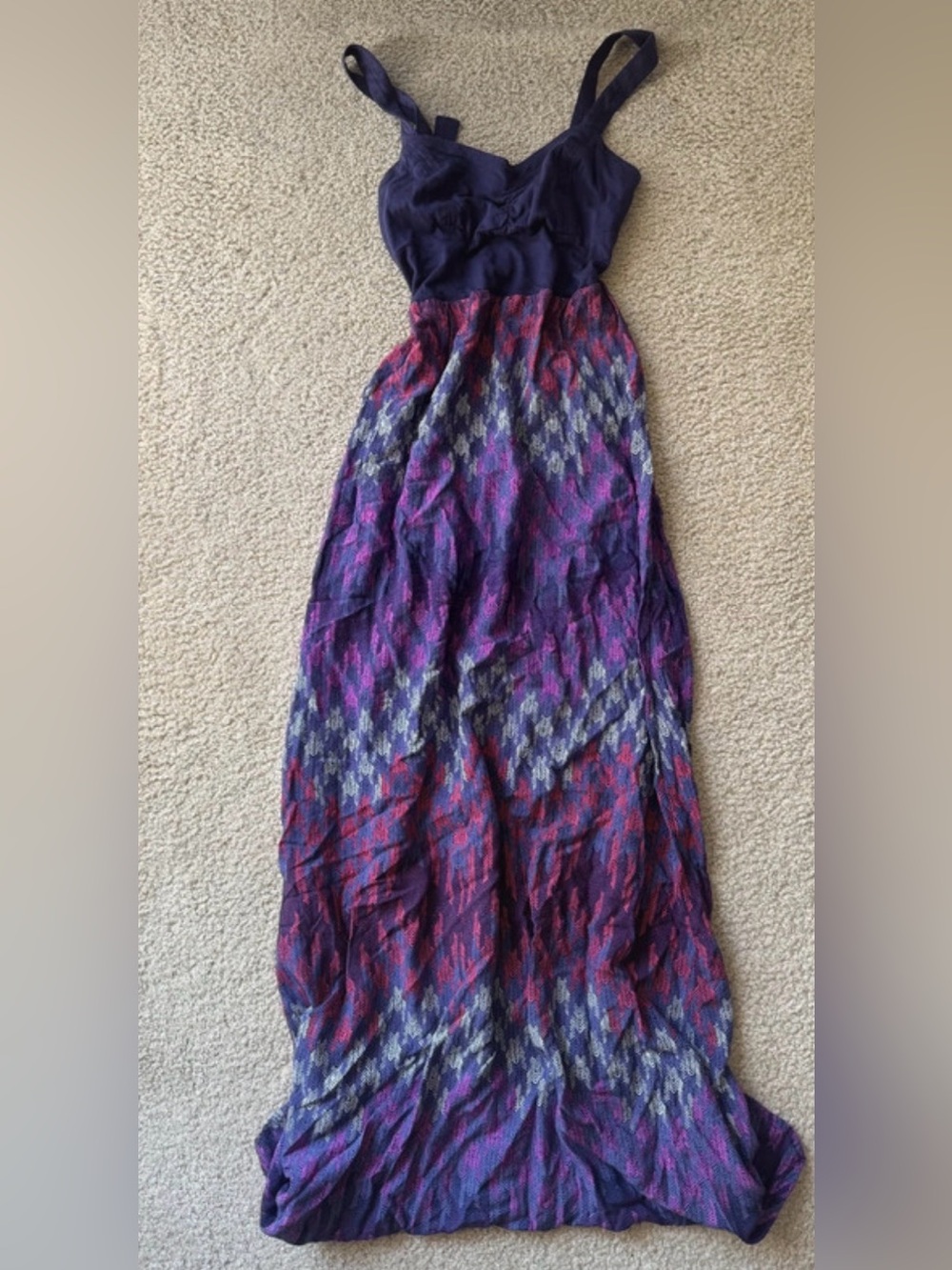 Mudd Purple and Red Patterned Maxi Dress- 2000s y2k